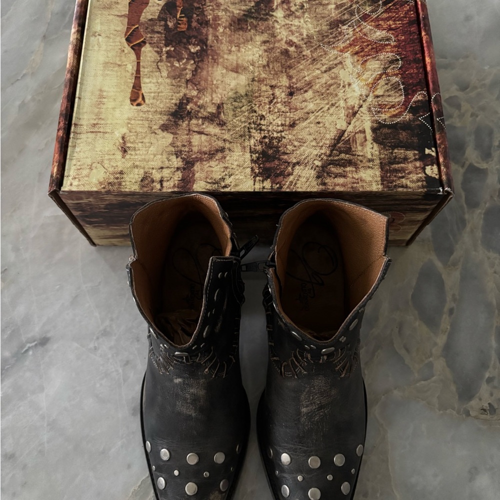 Old Gringo Black and Beige Studded Boots